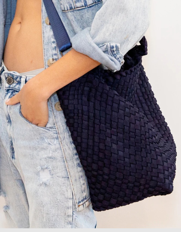 Chuchka - Woven Neoprene Shoulder Tote - Navy