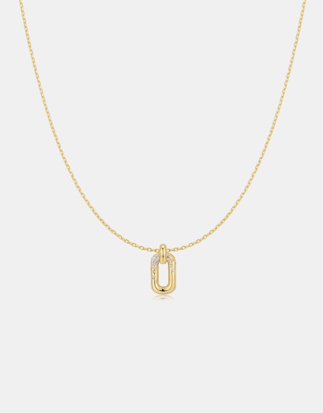 Ania Haie - Gold Sparkling Oval Hoop Pendant Necklace