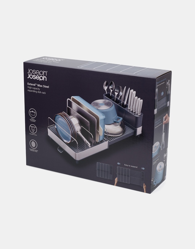 Joseph Joseph - Extend™ Max Steel High-Capacity Expanding Cookware Dish Rack with Draining Spout
