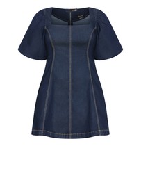 City Chic - Plus size Rodeo Denim Mini Dress - dark wash