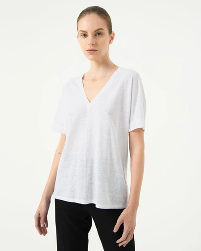 Forcast - Brussels Linen V-Neck Tee
