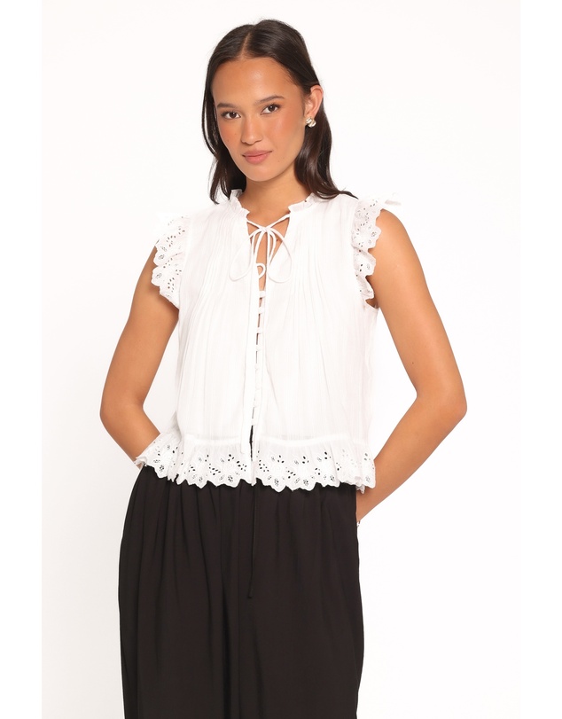 Petal & Pup - Evelina Lace Trim Top - White