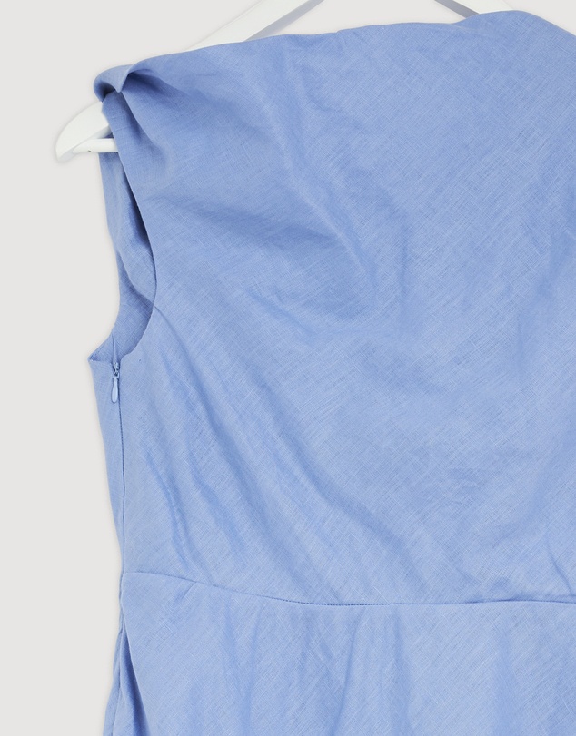Revibe - Repaired AERE Fia Linen Draped Off Shoulder Maxi Dress - AU 12