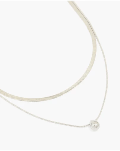Lovisa - Waterproof Stainless Steel Chain & Pebble Layered Necklace