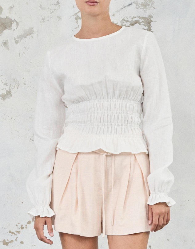 FRIEND of AUDREY - The Linen Shirred Top