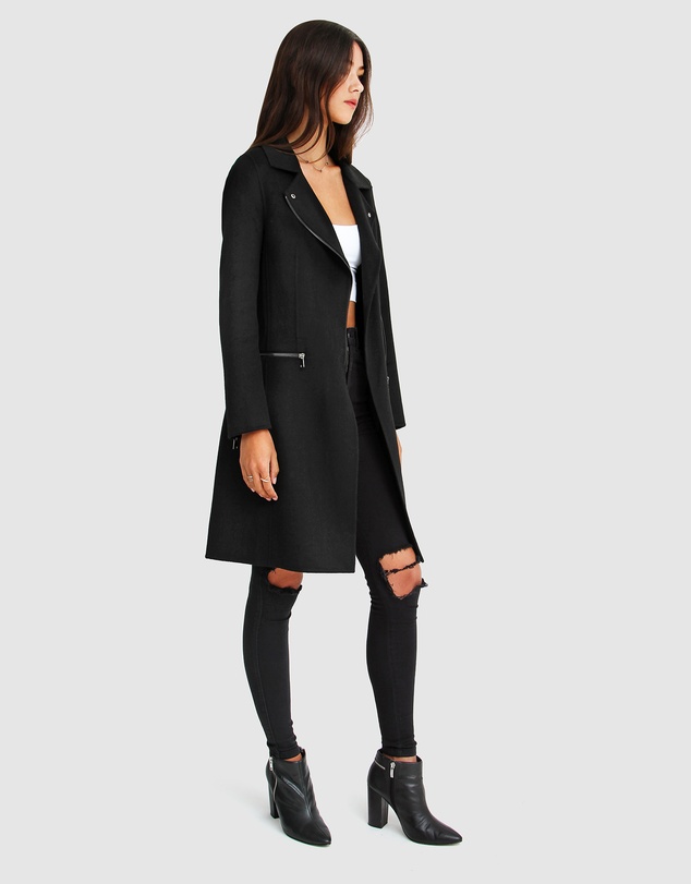 Belle & Bloom - Last Chance Wool Blend Moto Coat