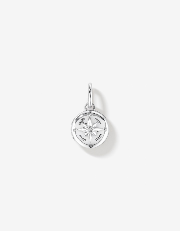Michael Hill - Diamond Accent Round Compass Pendant in Sterling Silver
