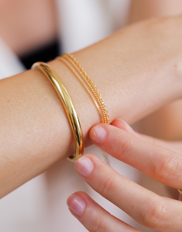 Elli Jewelry - Bracelet Bangle Round Open Elegant in 925 Sterling Silver Gold Plated