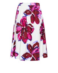 City Chic - Plus Size Holiday Bloom Print Midi Skirt - white