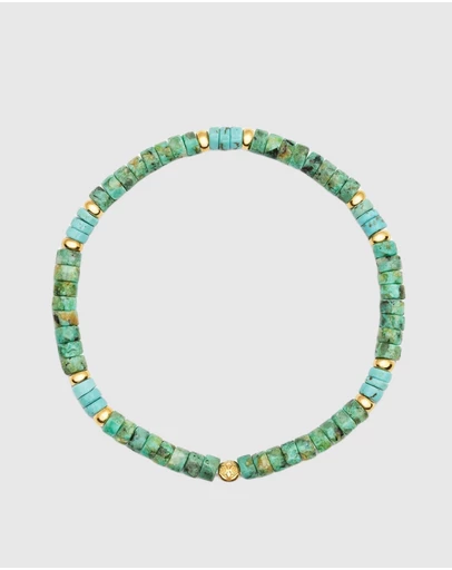 Nialaya Jewellery - Men's Wristband with Turquoise and African Turquoise Heishi Beads
