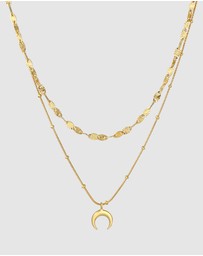 Elli Jewelry - Necklace Layer Half Moon Pendant Astro Trend in 925 Sterling Silver Gold Plated
