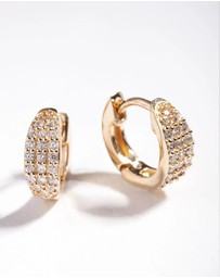 Lovisa - Gold Plated Sterling Silver Statement Pave Huggie Earrings