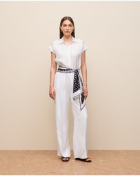 Trenery - Silk Twill Cap Sleeve Shirt in White