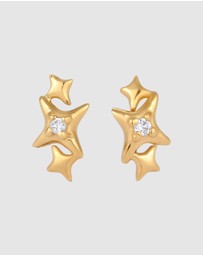 Elli Jewelry - Earrings Stud Crystal Star 925 Sterling Silver Gold-Plated
