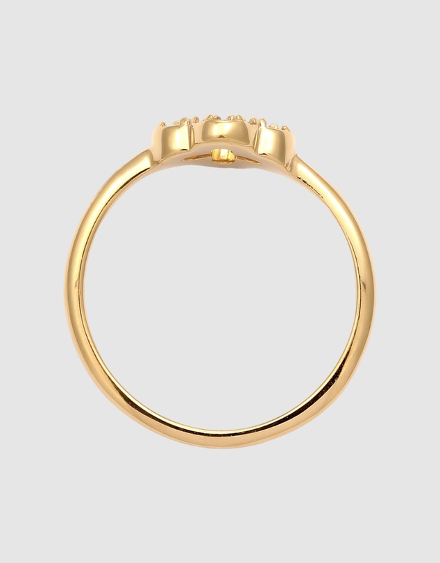 Elli Jewelry - Crystal Cloverleaf Band Ring in Gold-Plated 925 Silver