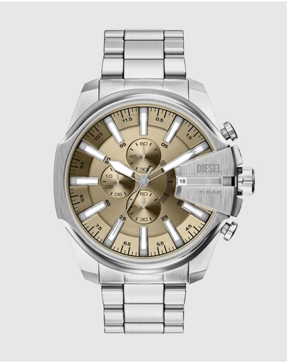 Diesel - Mega Chief Slim Silver Tone Chronograph Watch