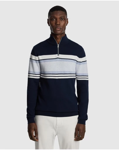yd. - Brosnon 1/4 Zip Knit Jumper