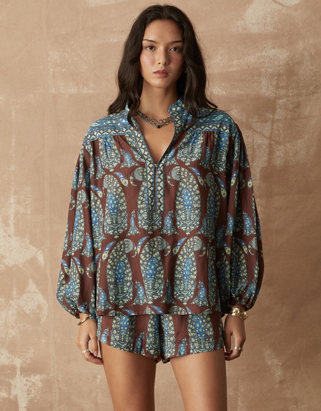 BOTEH - Calico Yoke Smock Blouse