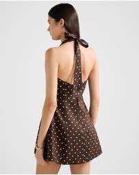 Forever New - Ina Button Front Halter Neck Linen Mini Dress