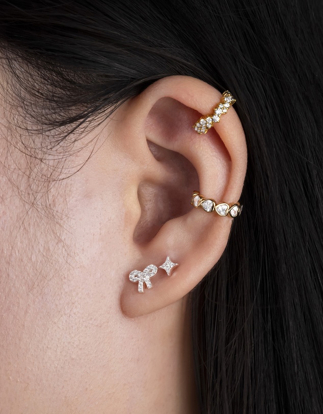 Wanderlust + Co - Bow Pave Flat Back Earring