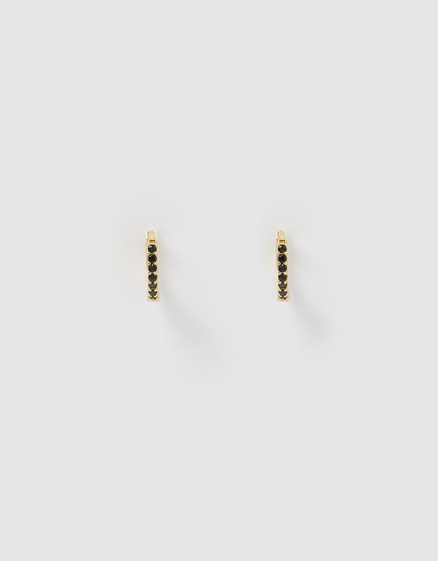 Izoa - Jas Mini Huggie Earrings Gold Black