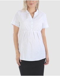 Angel Maternity - Maternity & Nursing Blouse Work Top - White
