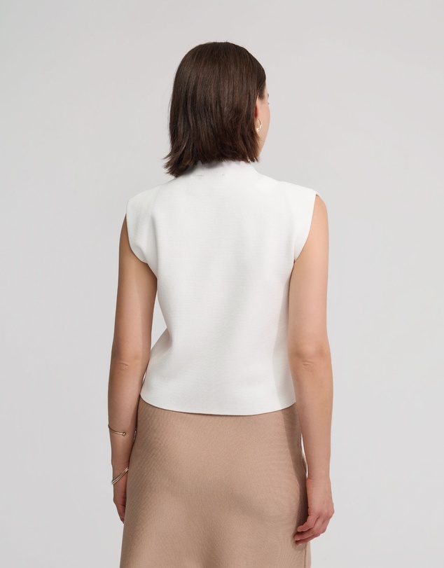 Oxford - Pepper Knitted Funnel Collar Top