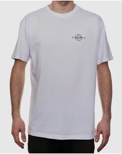Killer Speed Co. - Killer Speed Co. Men Lockup Cotton Tshirt Relaxed Fit Crew Neck White