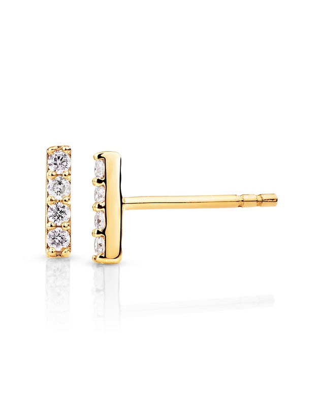 Michael Hill - Bar Stud Diamonds Earrings in 10kt Yellow Gold