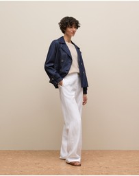 Trenery - Denim Cropped Trench in Indigo Rinse