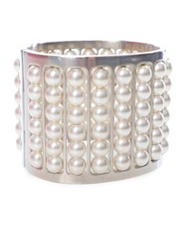 Pre-Loved by Azura Reborn - Pre-Loved Silver Plated Wide Pearl Cuff Bracelet