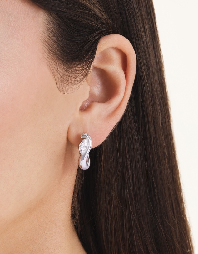Rosefield - Marquise Wave Silver-Tone Hoop Earrings