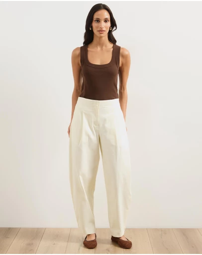 Atmos&Here - Barrel Leg Cotton Twill Pants