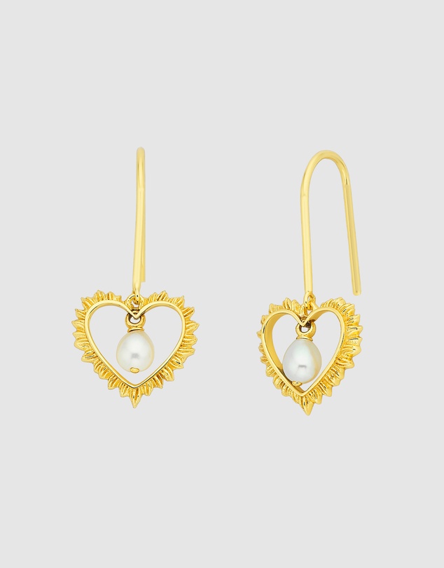Karen Walker - Flaming Heart Pearl Drop Earrings