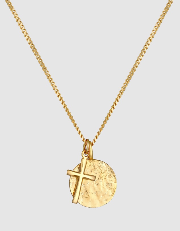 Kuzzoi - ICONIC EXCLUSIVE - Long Necklace with Cross Pendant in Gold-Plated 925 Sterling Silver