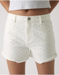 Decjuba Kids - Abbie Rhinestone Denim Shorts - Teens