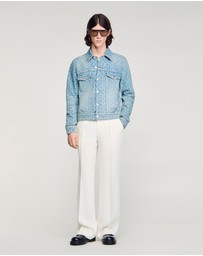 Sandro - Cross Sanded Trucker Denim Jacket