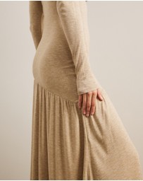 AERE - Soft Wool Blend Mock Neck Tiered Midi Dress