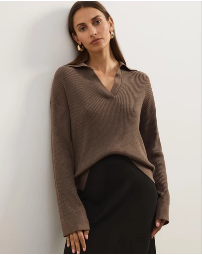 Atmos&Here - Eden Rib Collar Knit
