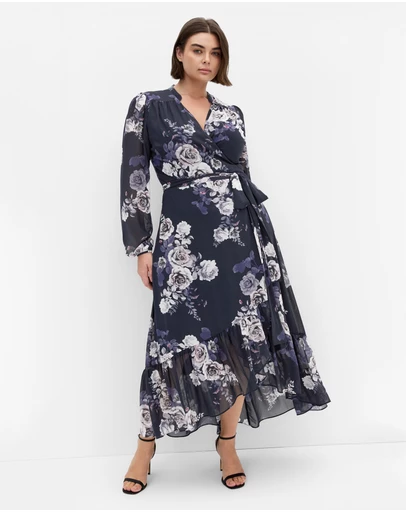 City Chic - Plus size Jane Hi Lo Maxi Dress - navy
