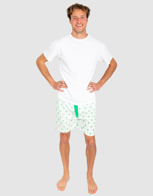 Sant And Abel - Men's Green Palm Tree Sleep Shorts