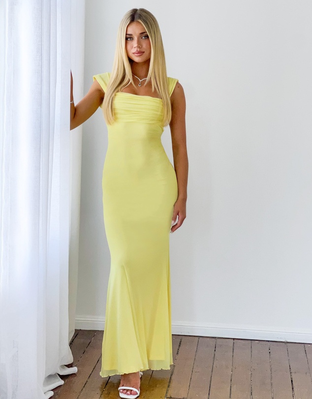 Beginning Boutique - Beverley Yellow Mesh Maxi Dress