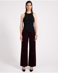 ONE TEASPOON - Jackson Mid Waist Wide Leg Velvet Finish Denim Jeans - Flocked Maroon