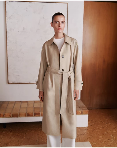 Trenery - Double Cloth Longline Trench Coat in Putty