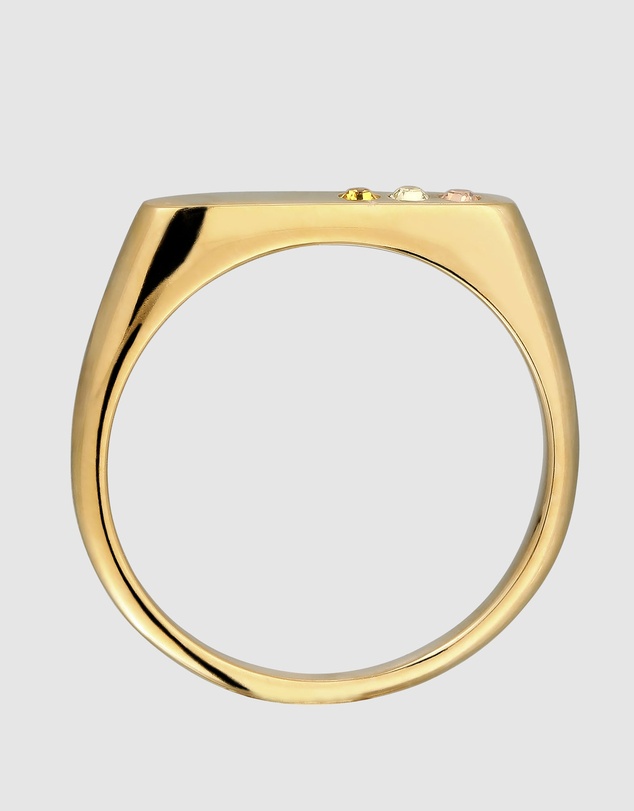 Elli Jewelry - Crystal Bar Signet Ring in Gold-Plated 925 Silver