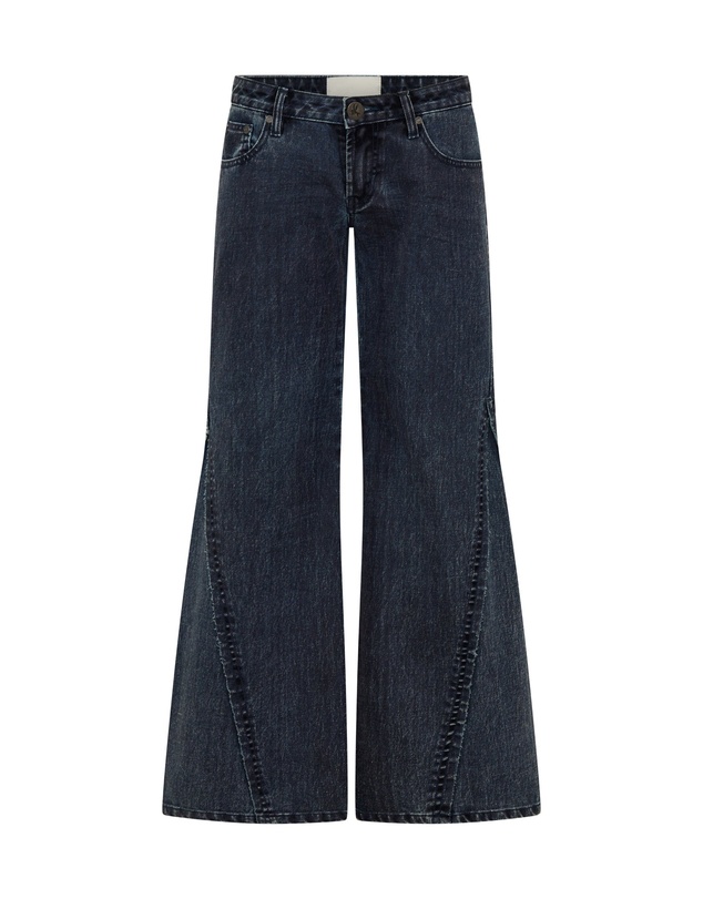 ONE TEASPOON - Johnnies Low Waist Wide Leg Flared Denim Jeans - Indigo Blue