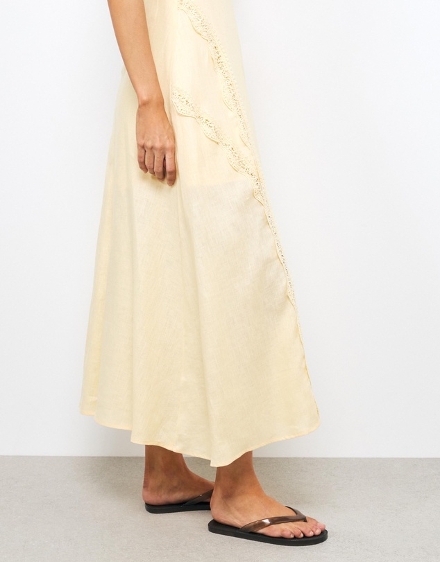 AERE - Adel Lace Insert Linen Midi Dress