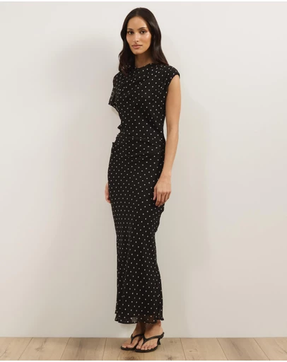Atmos&Here - Kim Asymmetric Short Sleeve Midi Dress