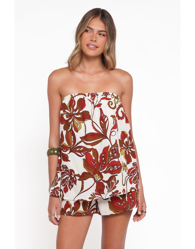Petal & Pup - Sallie Strapless Playsuit - Brown Floral
