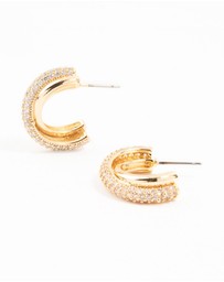 Lovisa - Mixed Metals Cubic Zirconia Cross Hoop Earrings